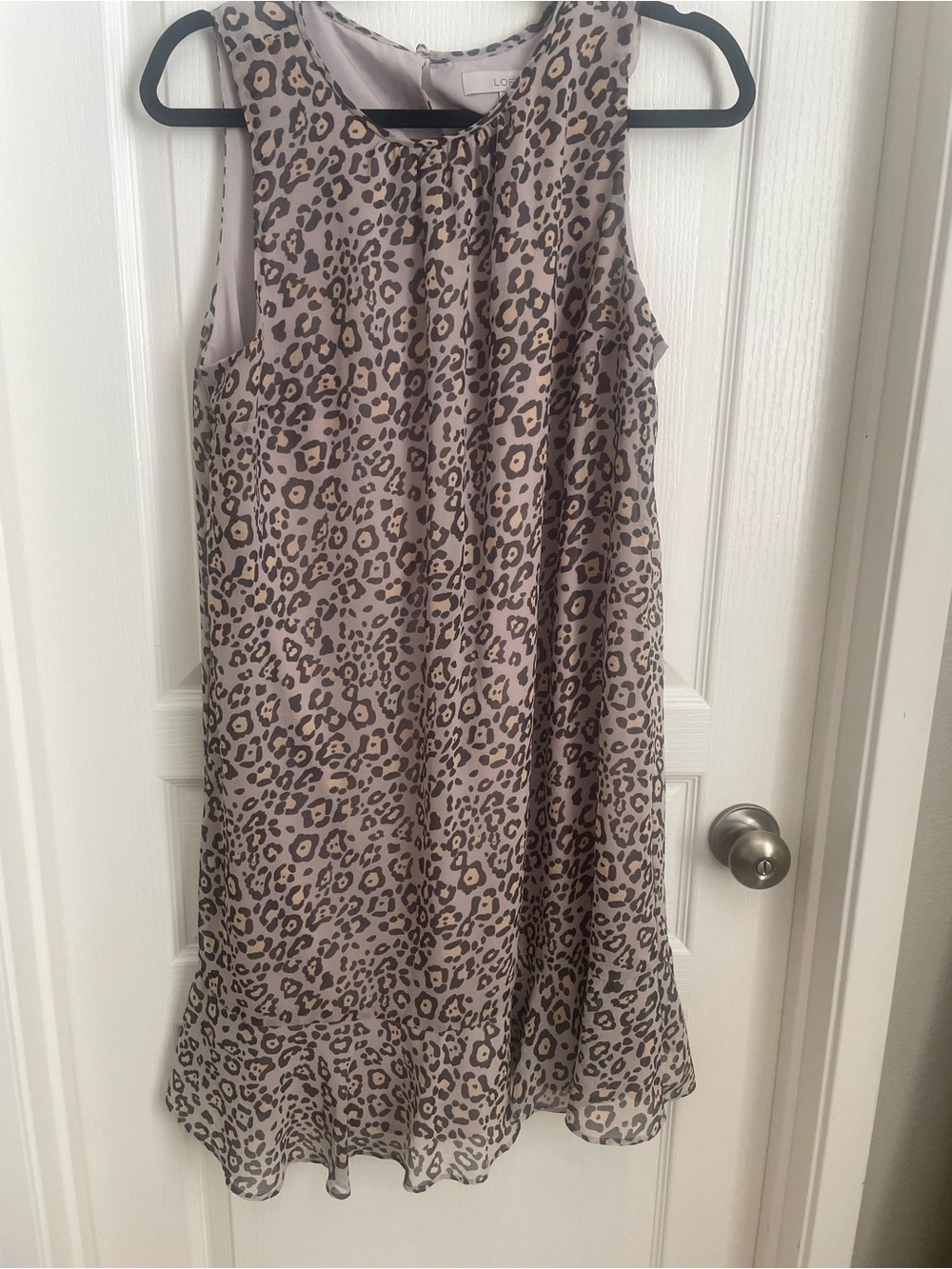 LOFT women’s ' Sleeveless Leopard Print Dress - Taupe and Black large